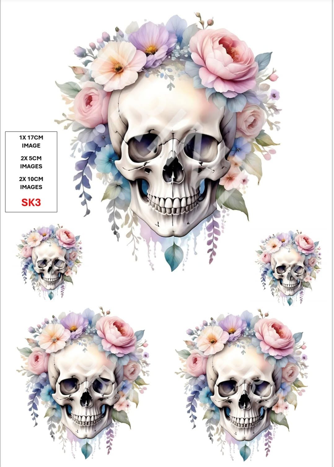 Skull Decoupage Paper Print SK3 – Mulberry Paper