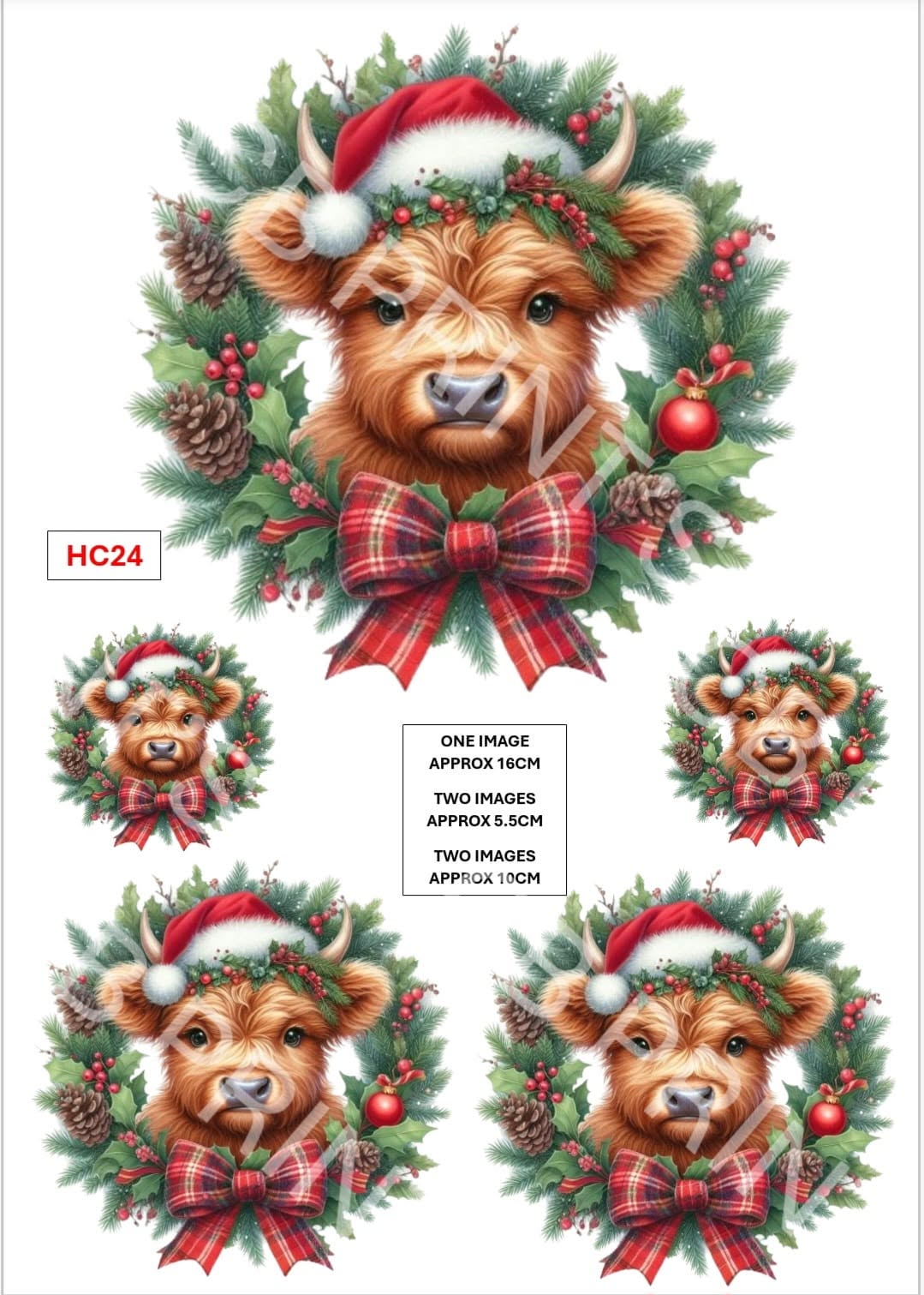 Christmas highland cow Decoupage Paper Print HC24 – Mulberry Paper