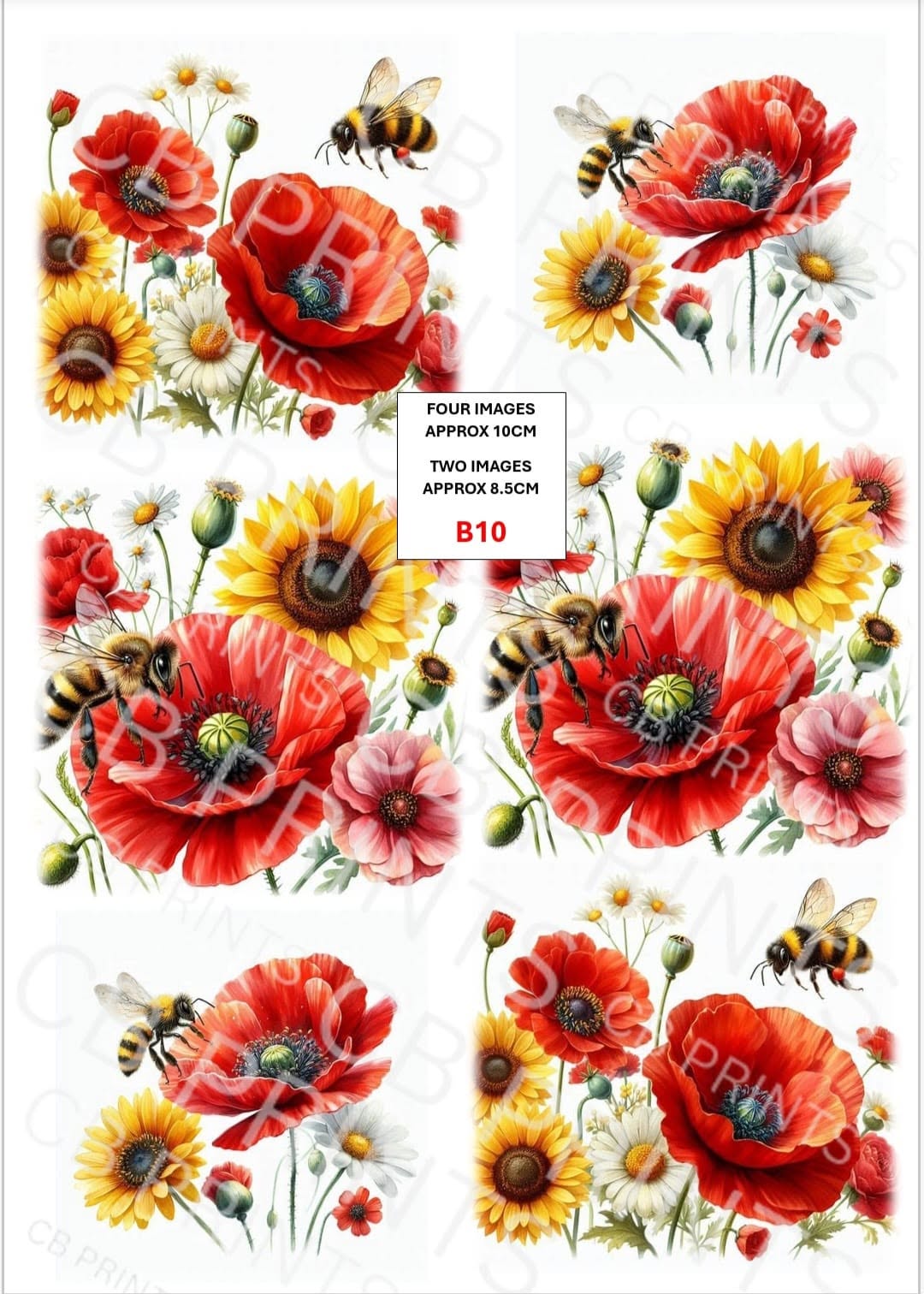 Bee Decoupage Print B10 | Mulberry Paper