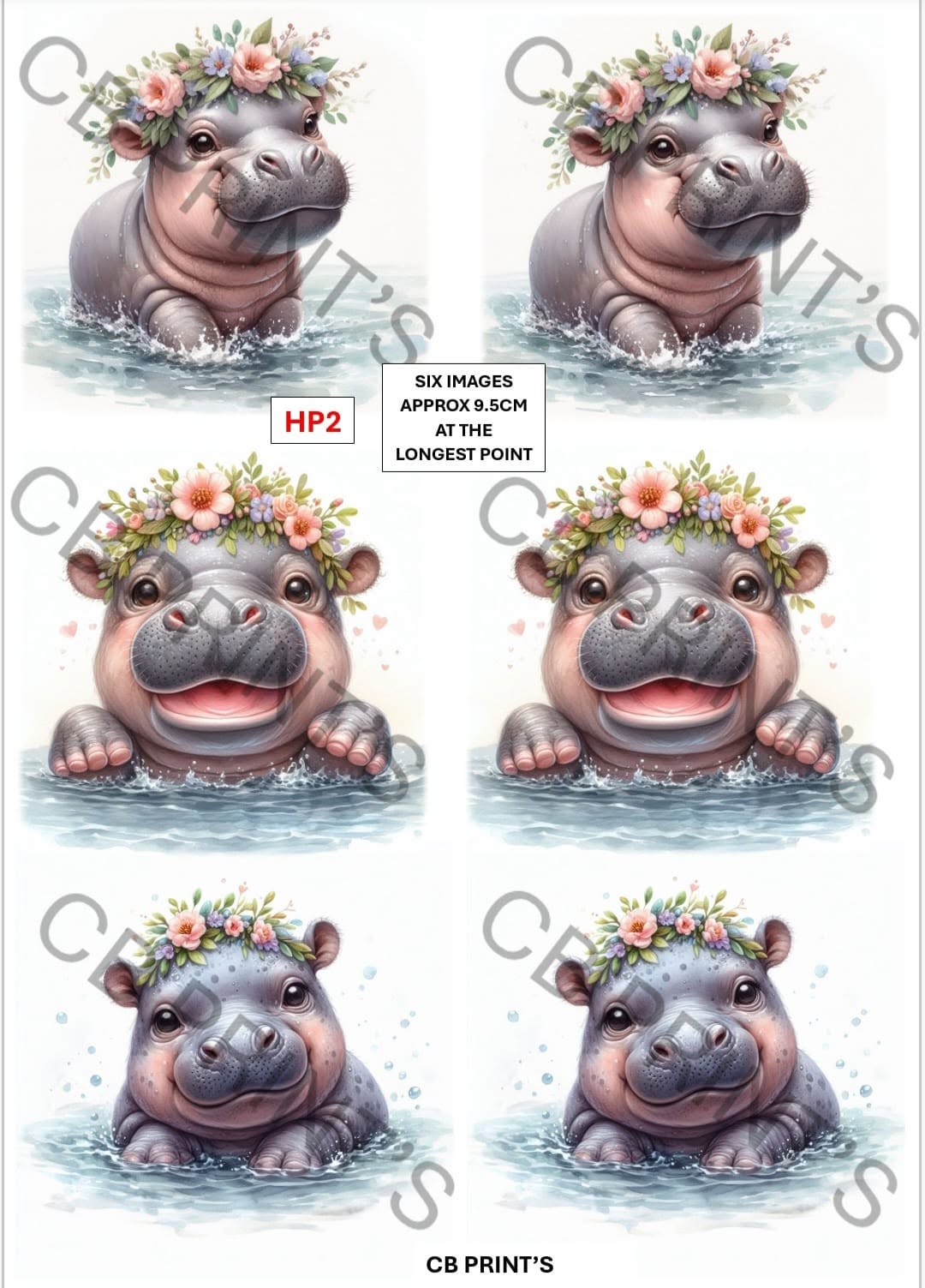 Hippo Decoupage Paper Print HP2 – Mulberry Paper