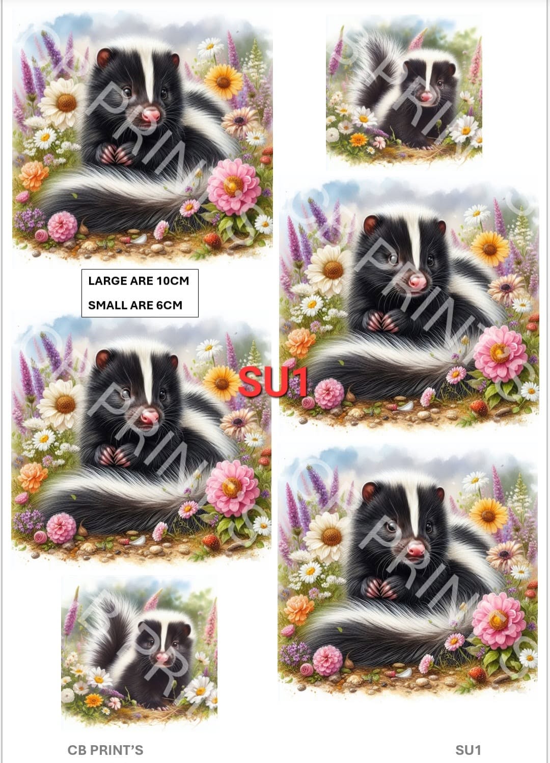 Skunk Decoupage Print SU1 | Mulberry Paper