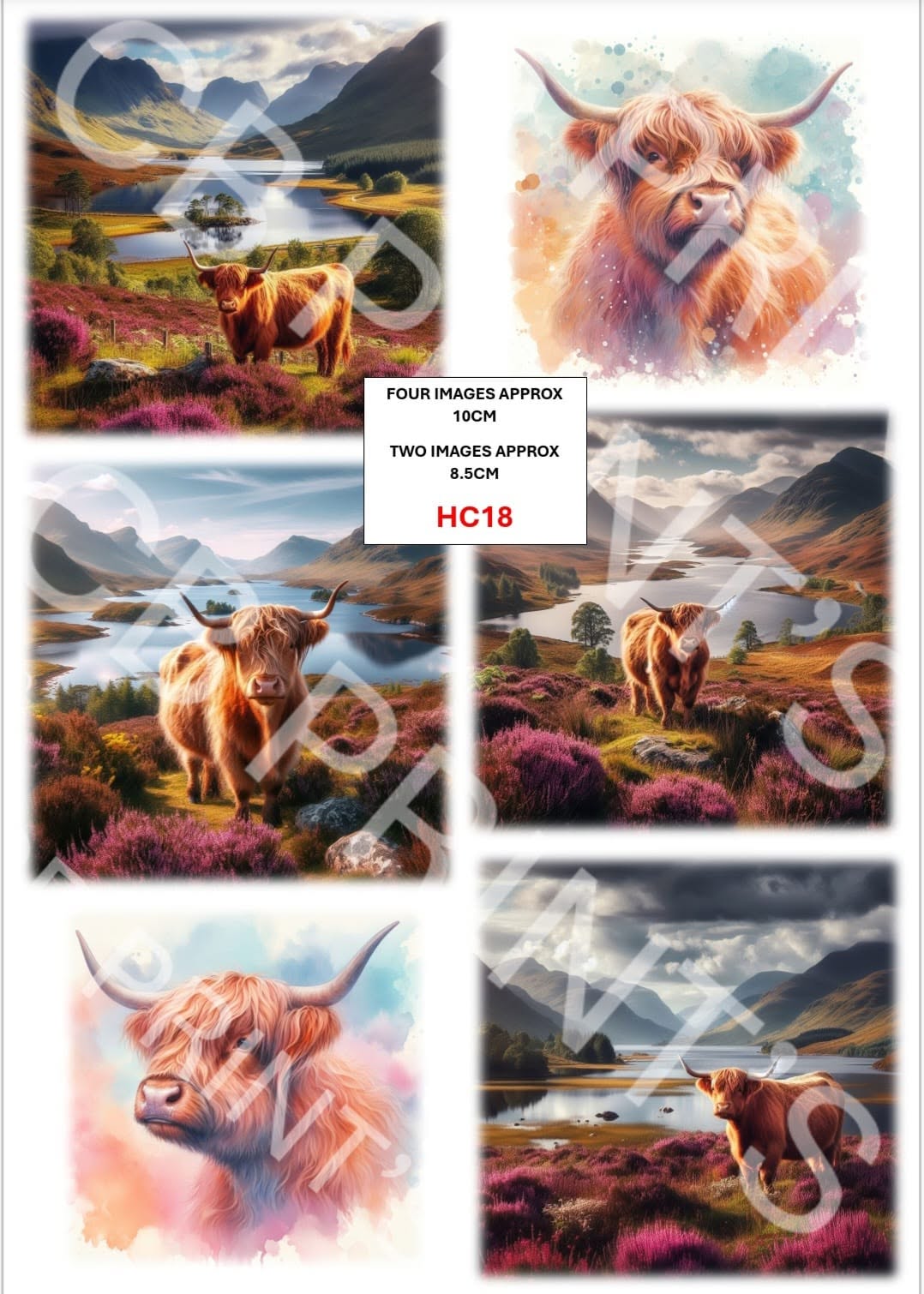 Highland Cow Decoupage Print HC18 | Mulberry Paper