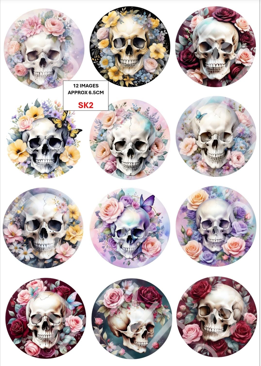 Skull Decoupage Paper Print SK2 – Mulberry Paper