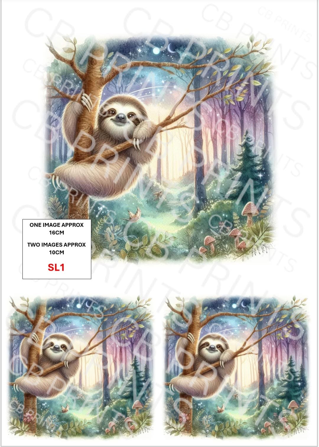 Sloth Decoupage Paper Print SL1 | Mulberry Paper | CB Paper Prints