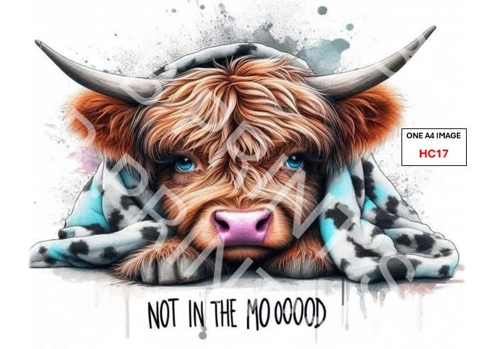 Funny Highland Cow Decoupage Print HC17 | Mulberry Paper