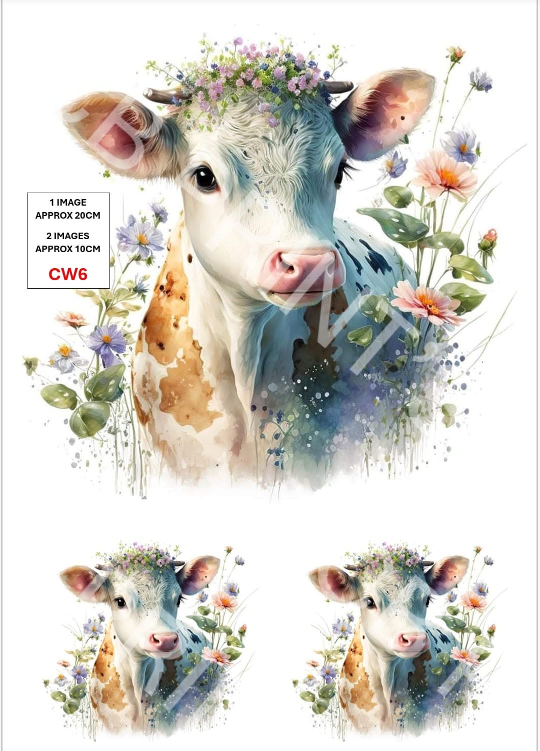 Cow Decoupage Paper Print CW6 | Mulberry Paper