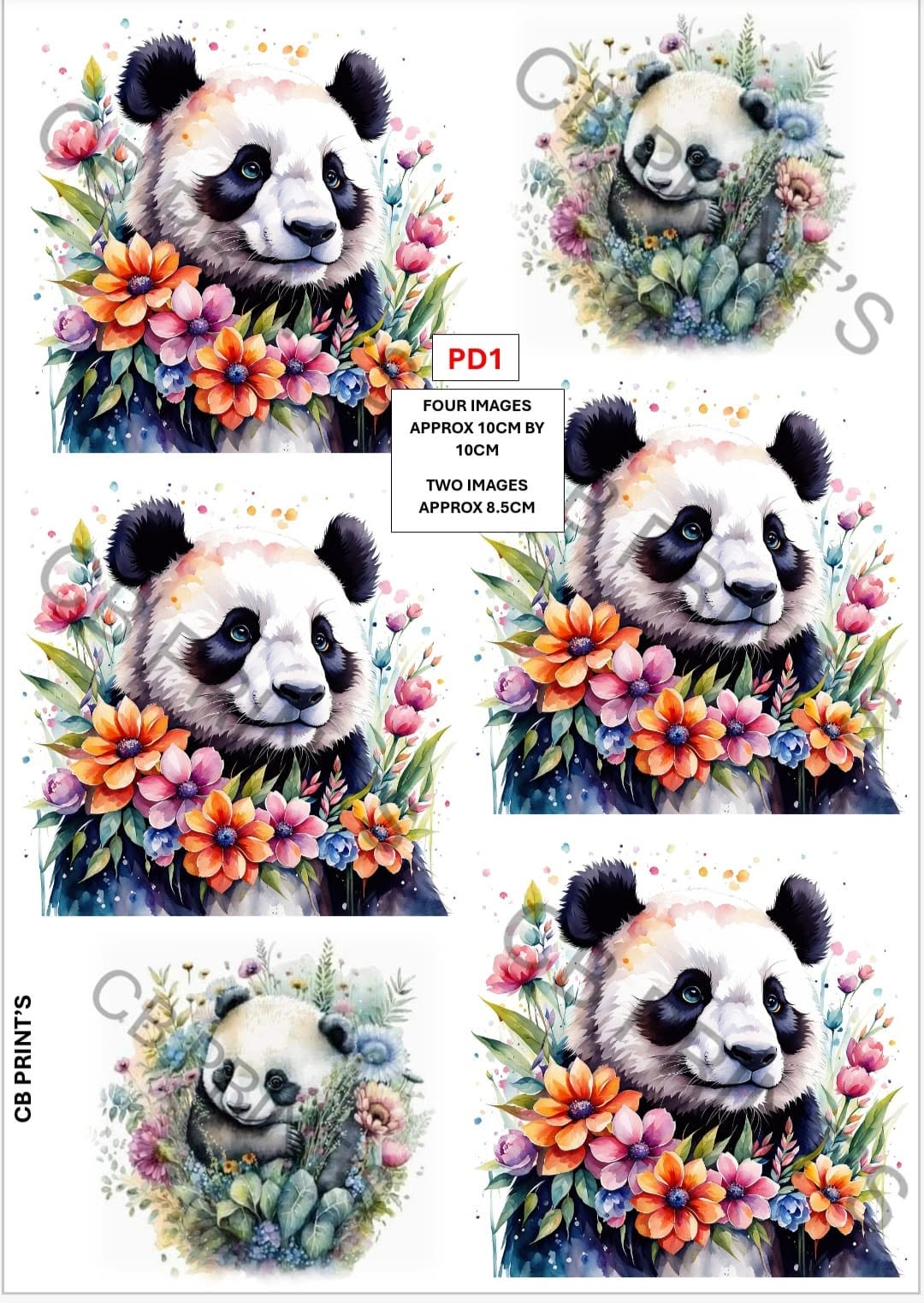Panda Decoupage Paper Print PD1 | Mulberry Paper | CB Paper Prints