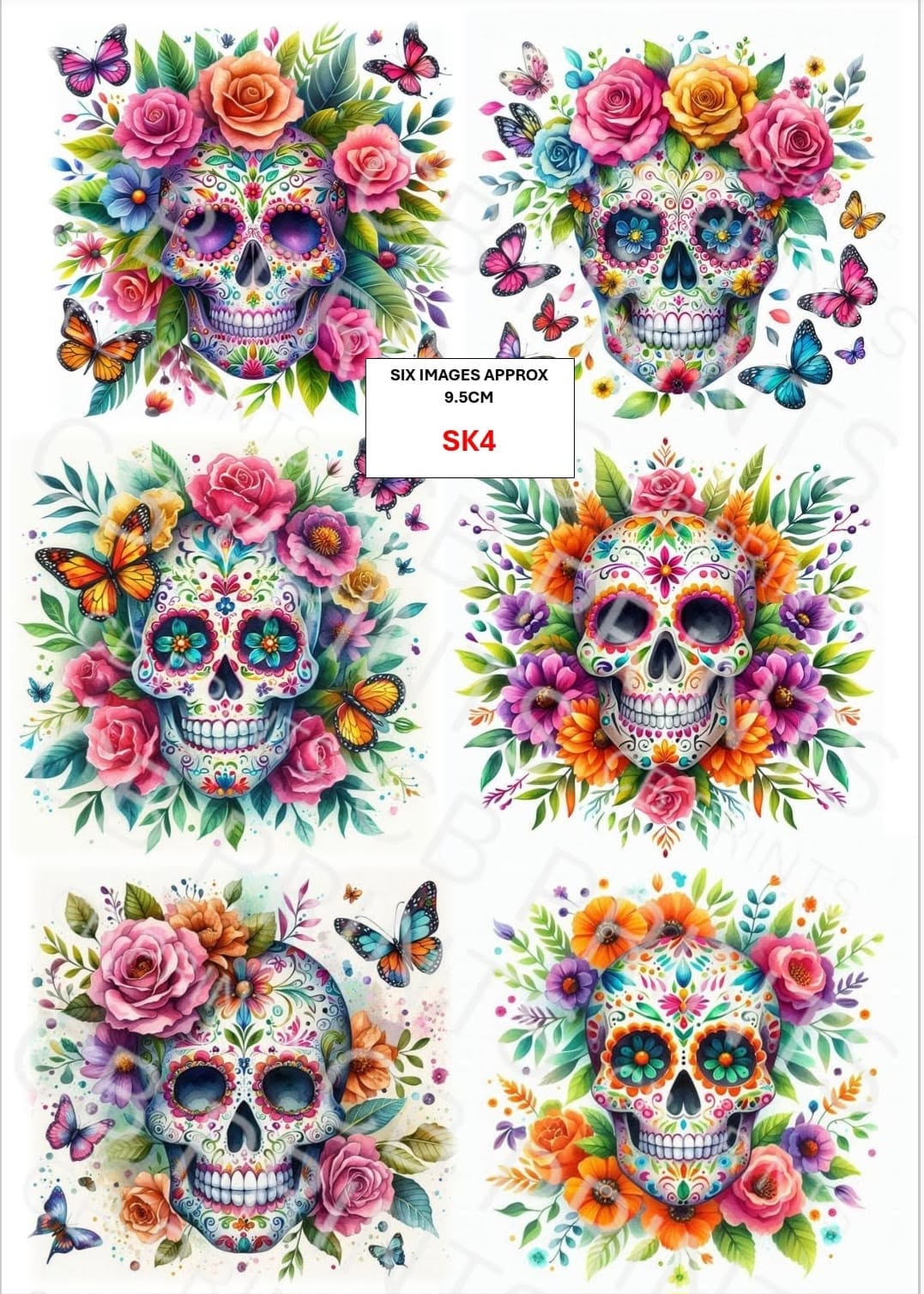 Skull Decoupage Paper Print SK4 – Mulberry Paper