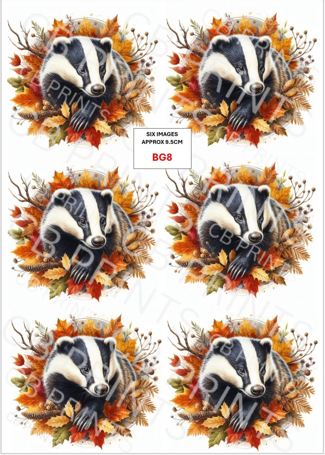 Badger Decoupage Print BG8 | Mulberry Paper