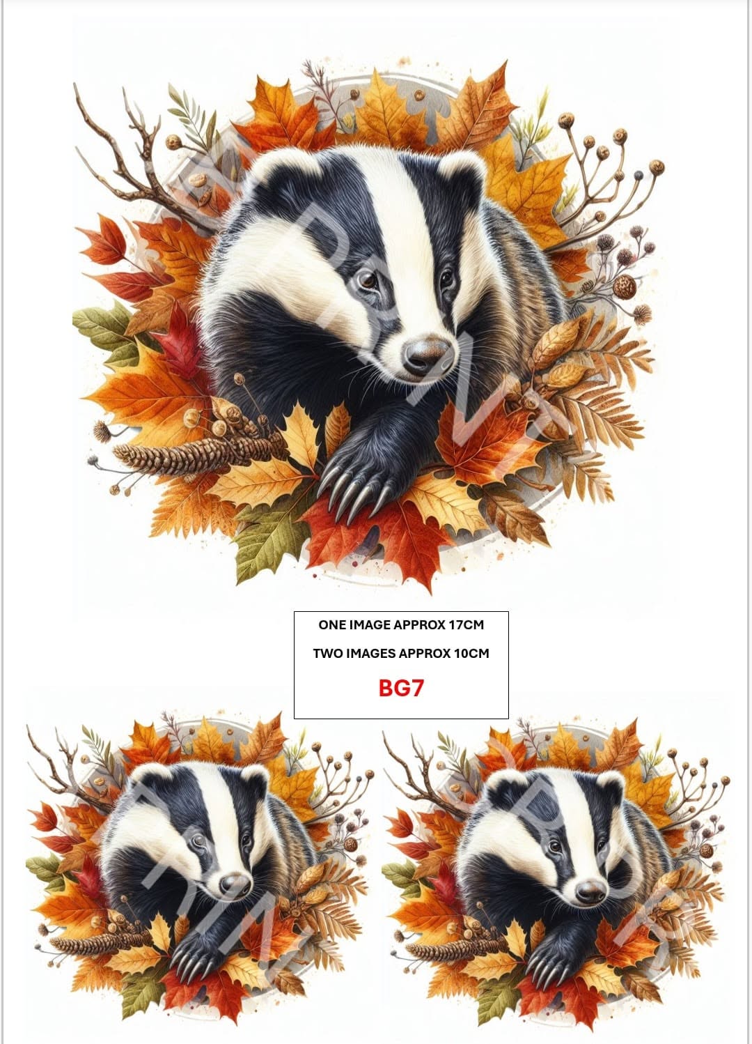 Badger Decoupage Print BG7 | Mulberry Paper
