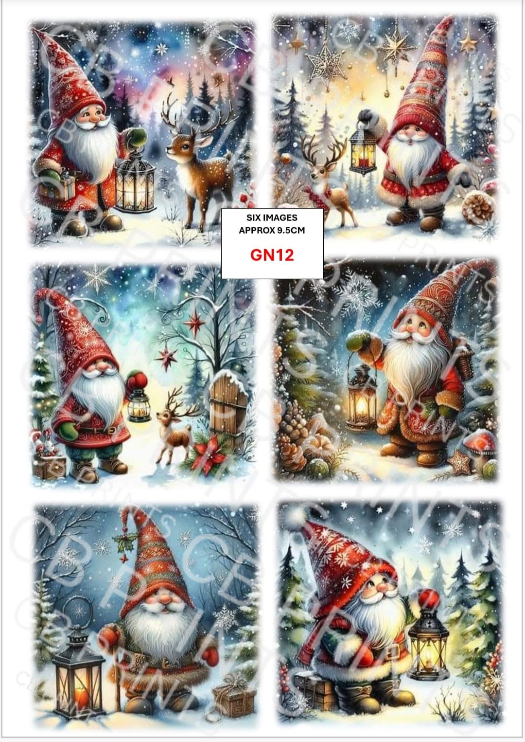 Christmas gonk/gnome Decoupage Paper Print GN12 – Mulberry Paper