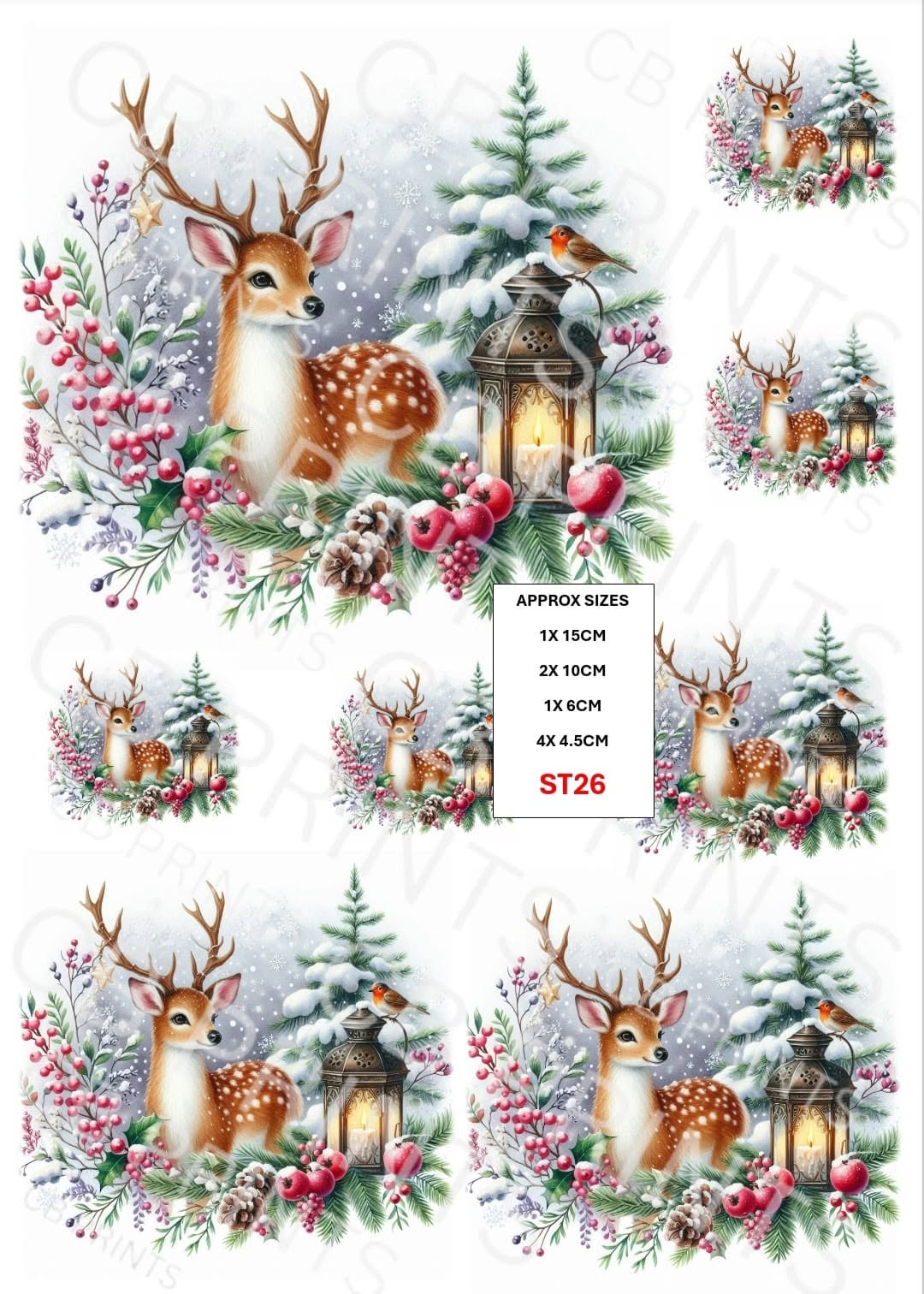 Christmas Stag Decoupage Print ST26 | Mulberry Paper