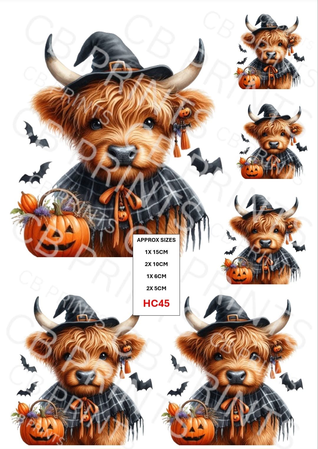 Halloween Highland Cow Decoupage Print HC45 | Mulberry Paper