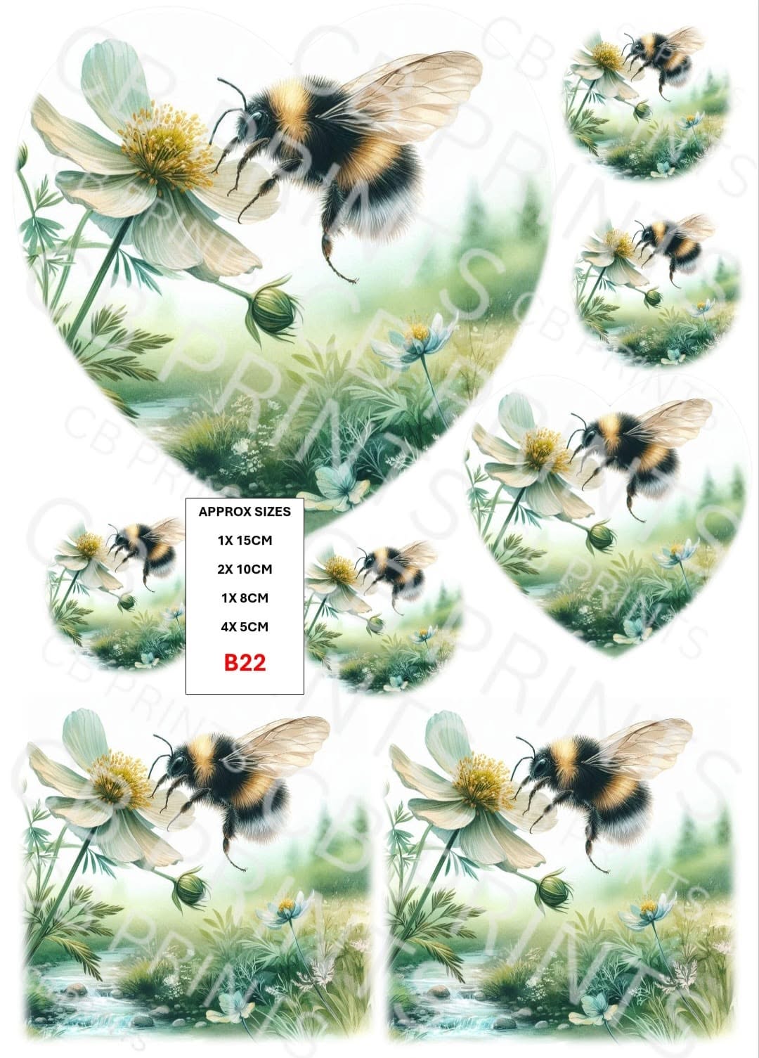 Bee Decoupage Print B22 | Mulberry Paper