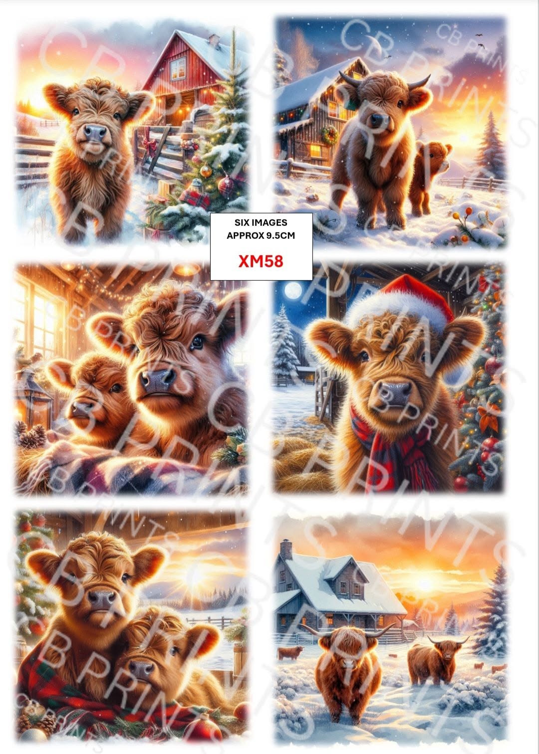 Christmas highland cow Decoupage Paper Print XM58 – Mulberry Paper