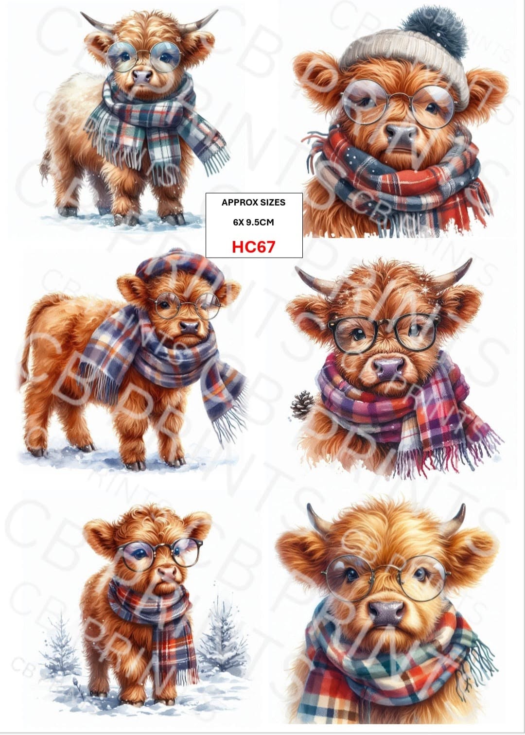 Christmas highland cow Decoupage Paper Print HC67 – Mulberry Paper