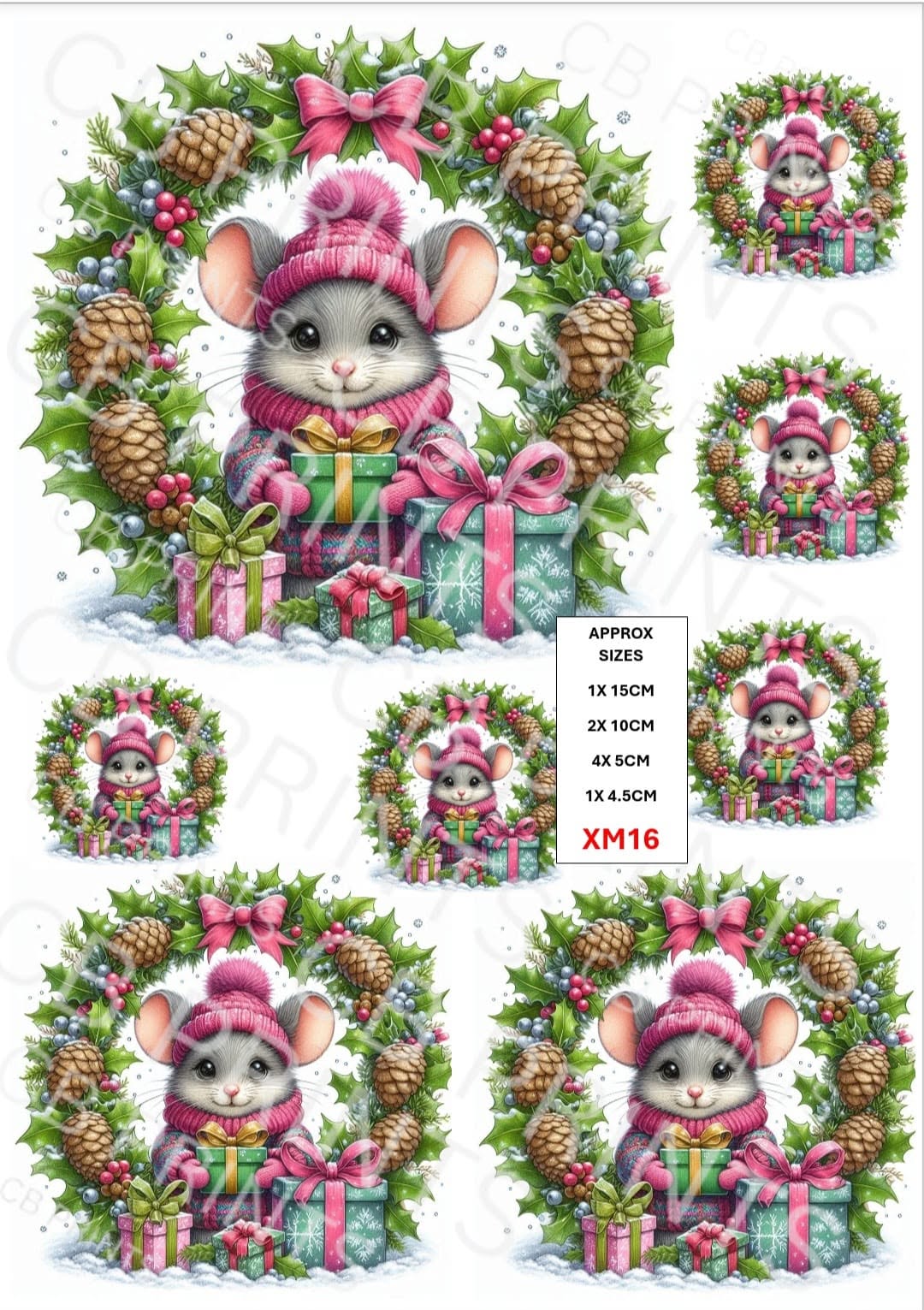 Christmas Mouse Decoupage Paper XM16 – Mulberry Paper Print