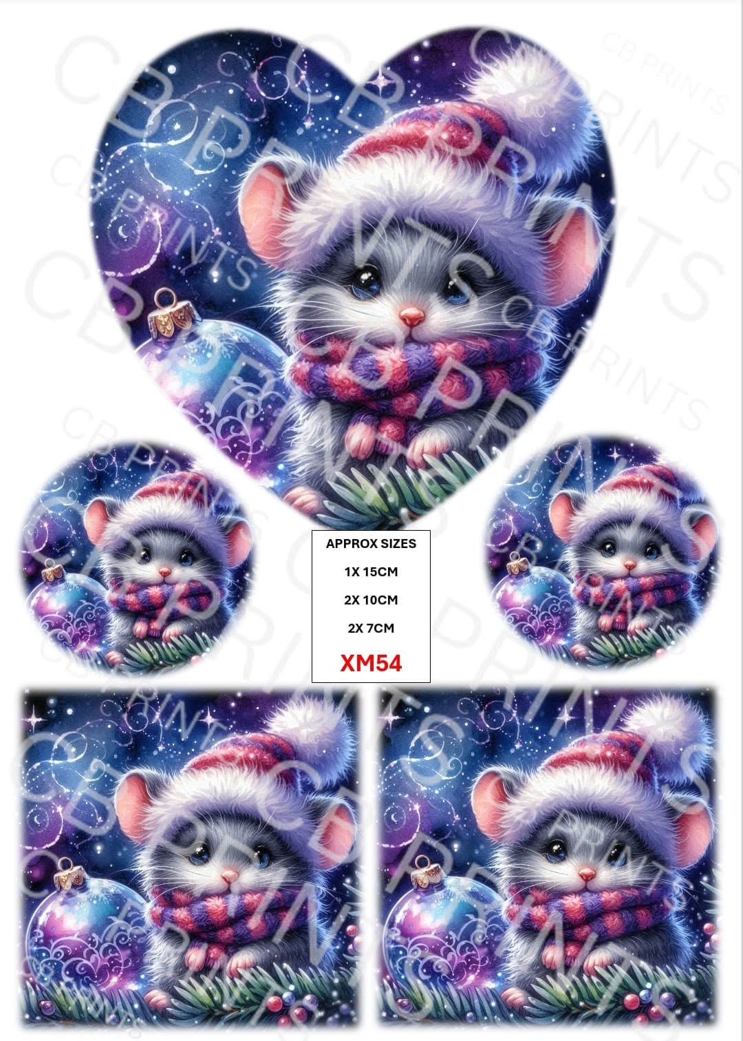 Christmas Mouse Decoupage Paper XM54 – Mulberry Paper Print