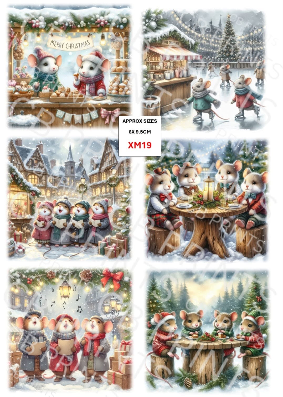 Christmas Mouse Decoupage Paper XM19 – Mulberry Paper Print