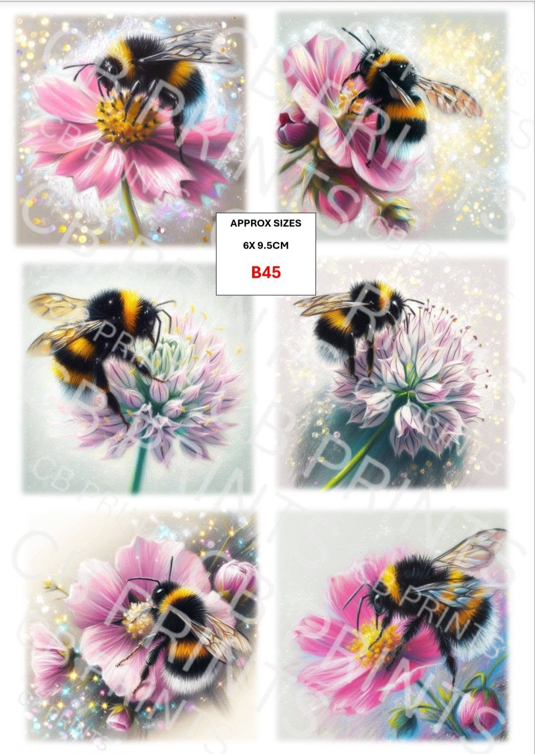 Bee Decoupage Print B45 | Mulberry Paper