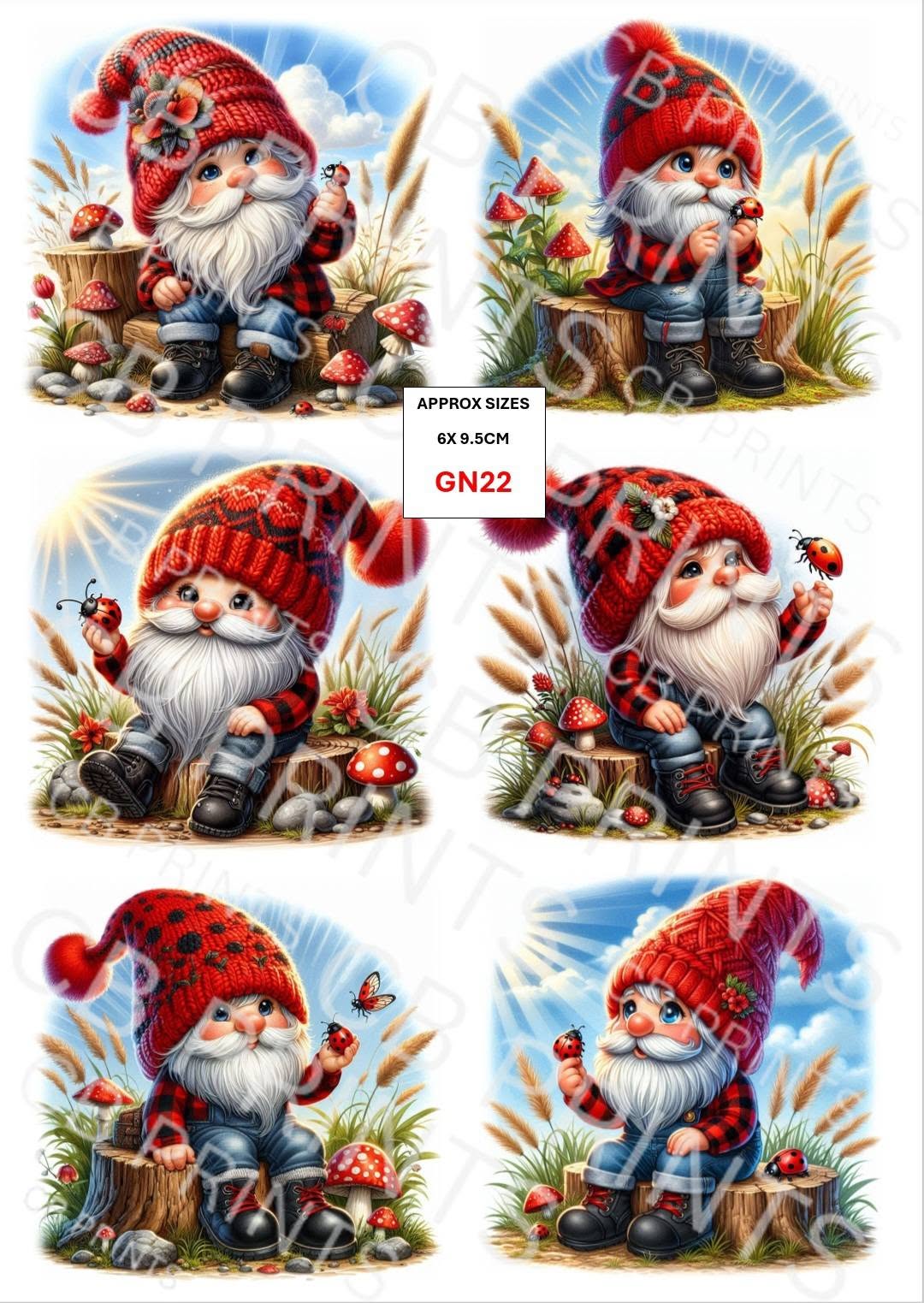 Gnome/Gonk Decoupage Paper Print GN22 – Mulberry Paper