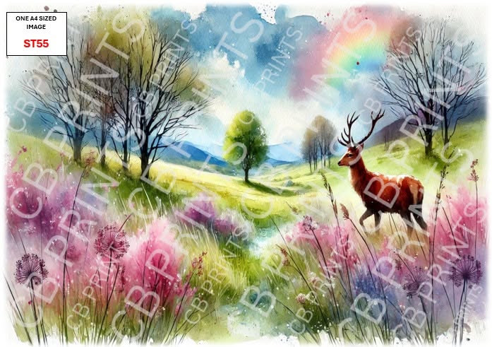 Stag Decoupage Print ST55 | Mulberry Paper