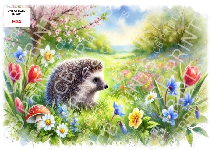 Hedgehog Decoupage Print H34 | Mulberry Paper