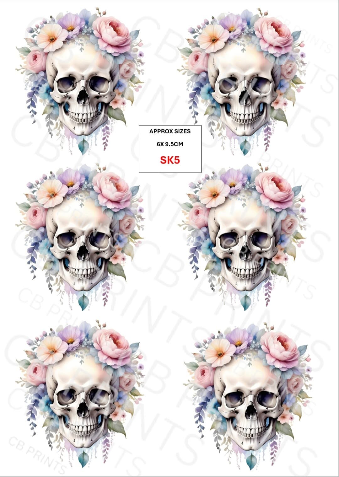 Skull Decoupage Paper Print SK5 – Mulberry Paper