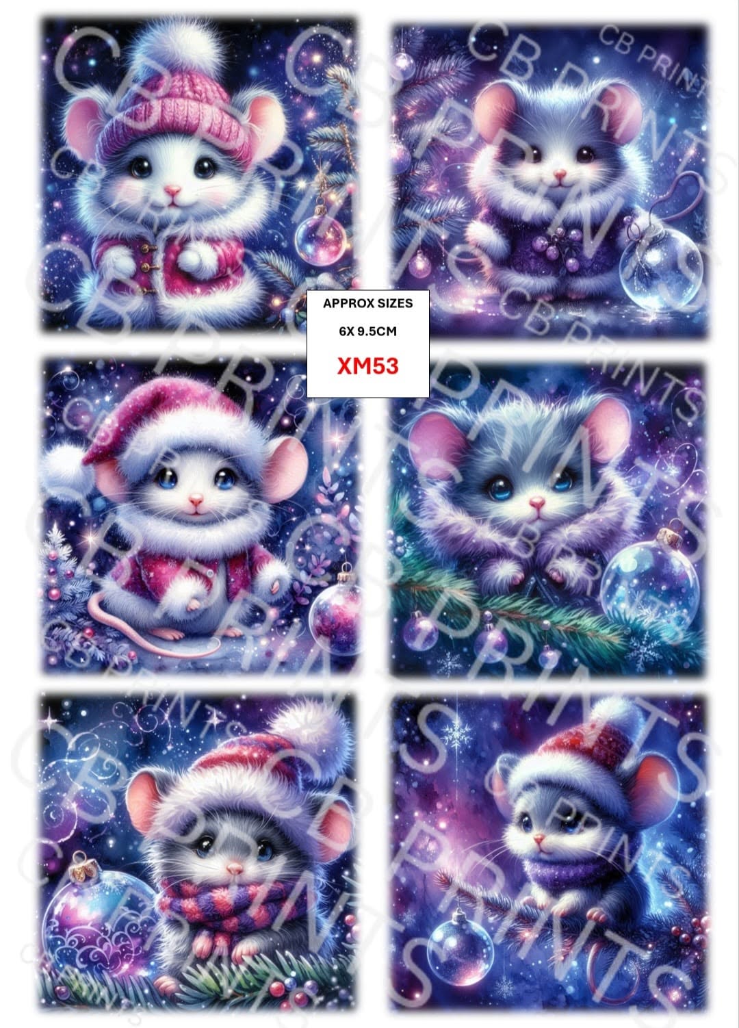 Christmas Mouse Decoupage Paper XM53 – Mulberry Paper Print