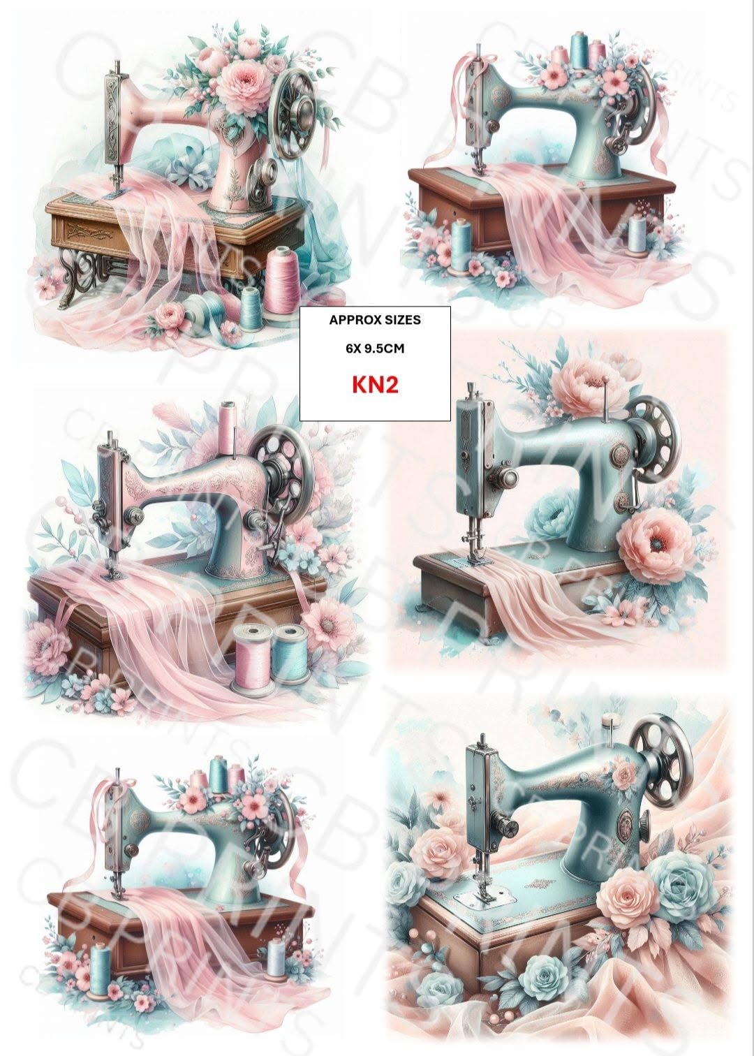 Sewing Decoupage Paper Print KN2 | Mulberry Paper | CB Paper Prints