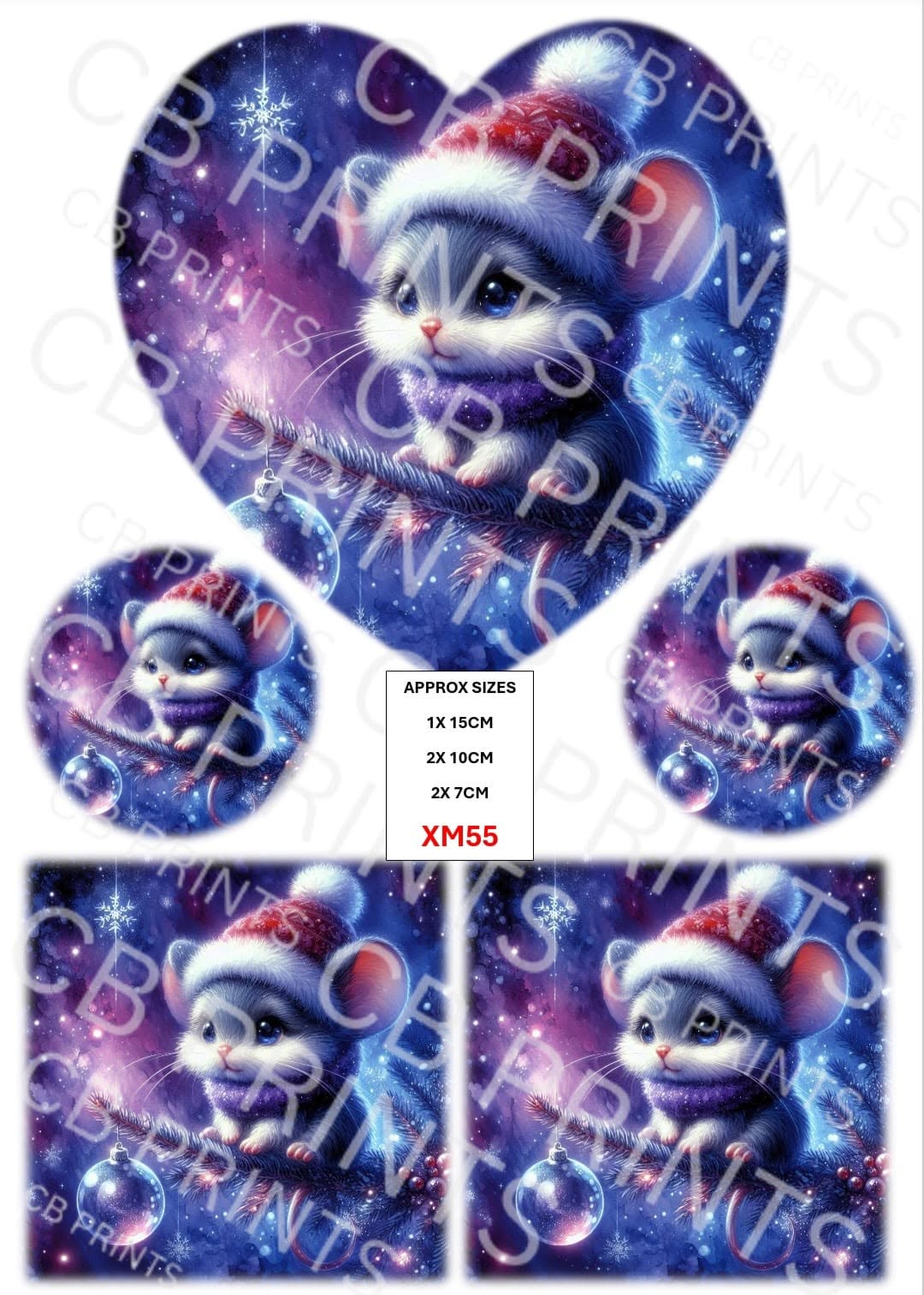 Christmas Mouse Decoupage Paper XM55 – Mulberry Paper Print