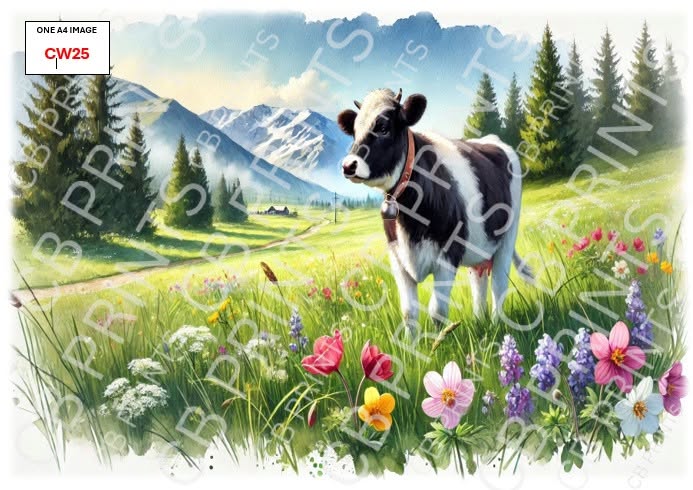 Cow Decoupage Paper Print CW25 | Mulberry Paper