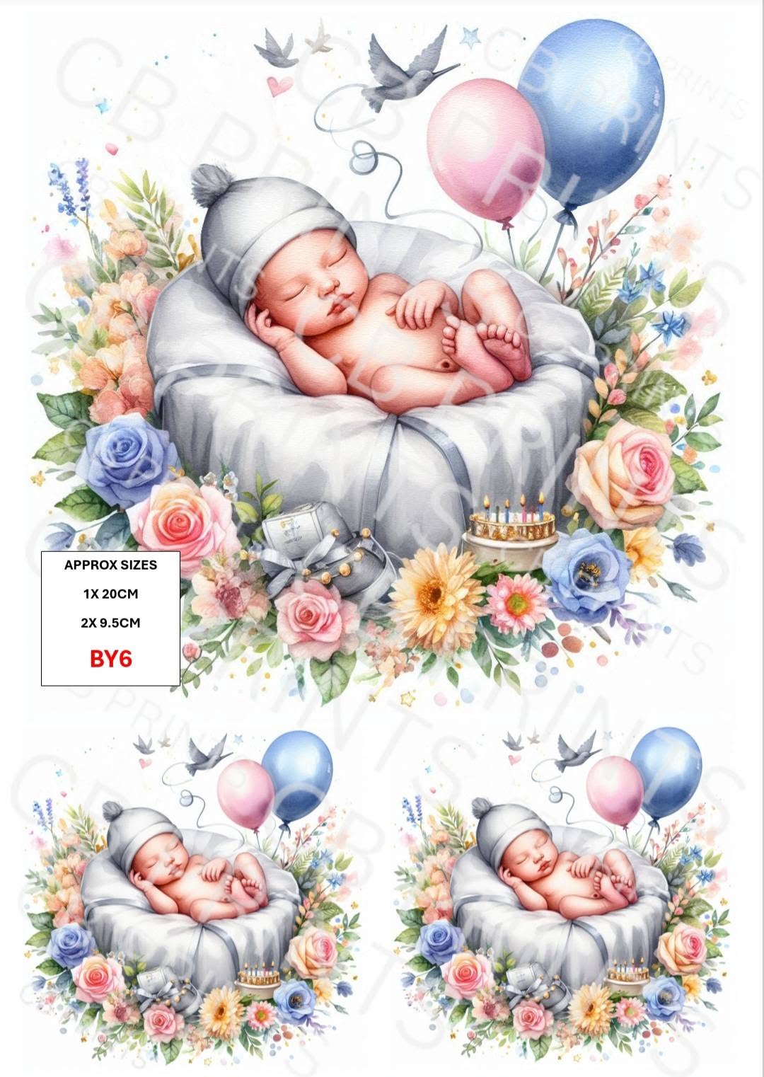 New Baby Decoupage Print BY6 | Mulberry Paper