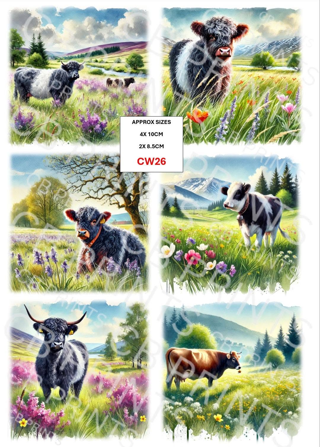 Cow Decoupage Paper Print CW26 | Mulberry Paper