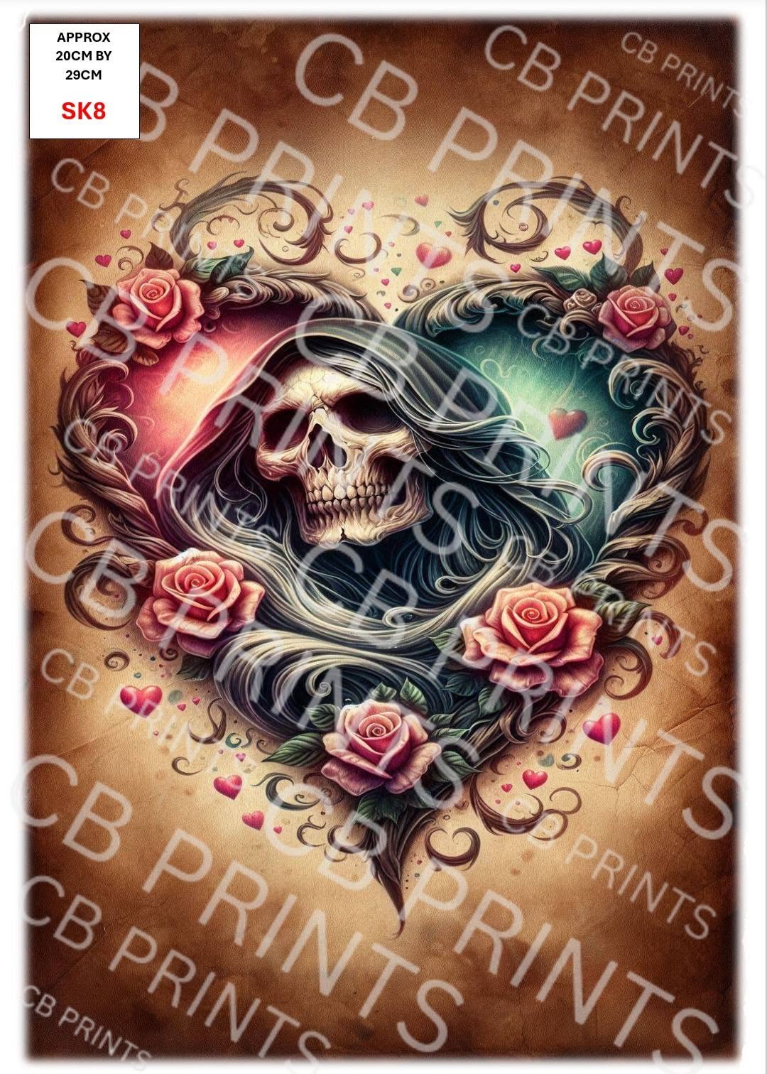 Skull Decoupage Paper Print SK8 – Mulberry Paper