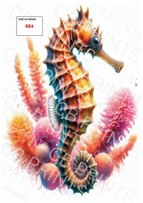 Seahorse Decoupage Paper Print SE4 – Beach Mulberry Paper