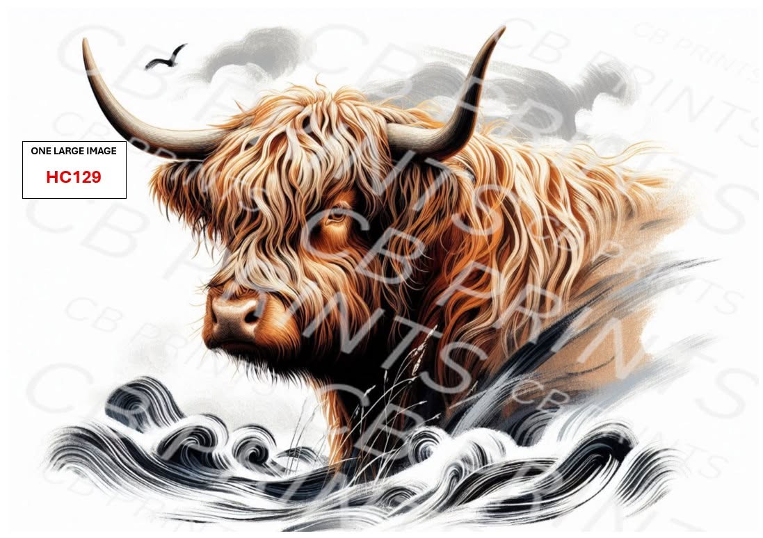 Highland Cow Decoupage Print HC129 | Mulberry Paper