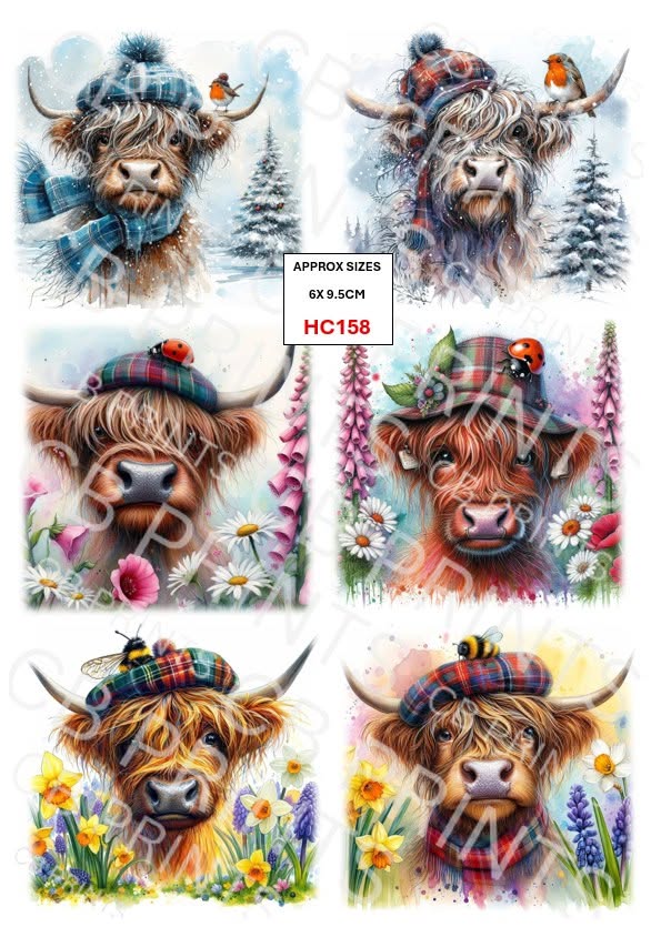 Highland Cow Decoupage Print HC158 | Mulberry Paper