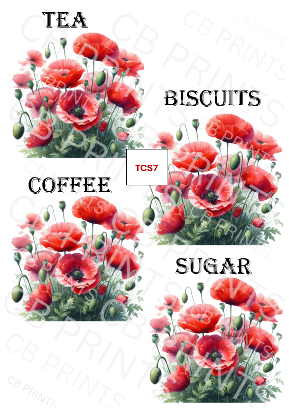 Flower Tea Coffee Sugar Decoupage Print TCS6 | Mulberry Paper