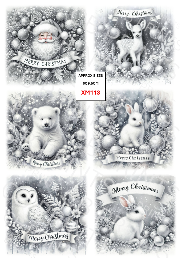 Mixed Christmas Decoupage Paper Print XM113 – Mulberry Paper