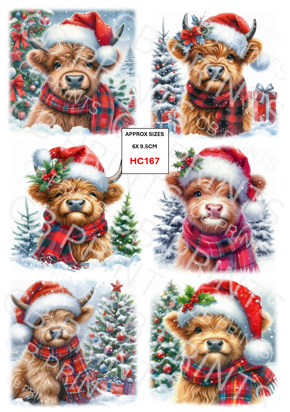 Christmas highland cow Decoupage Paper Print XM167 – Mulberry Paper