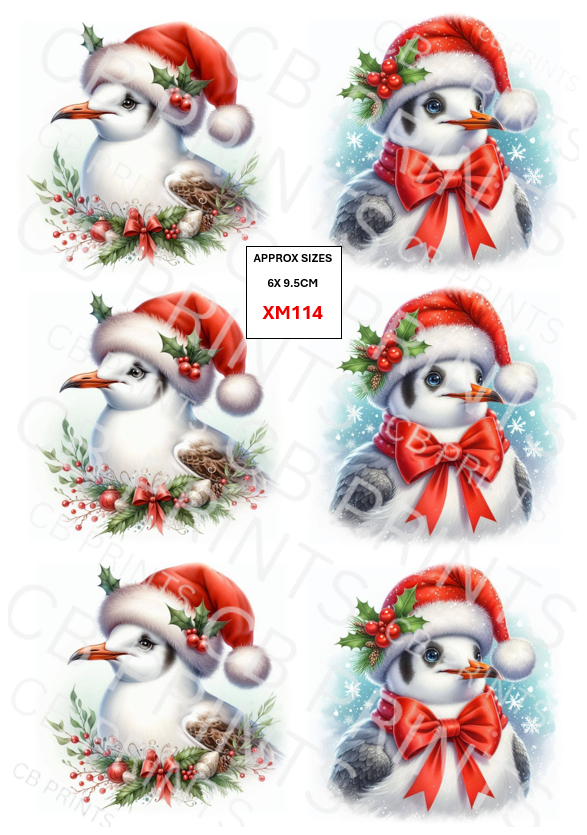 Christmas Seagull Decoupage Print XM114 | Mulberry Paper