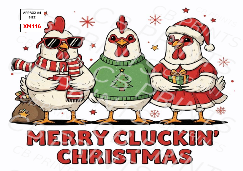Funny Christmas Chicken Decoupage Print XM116 | Mulberry Paper