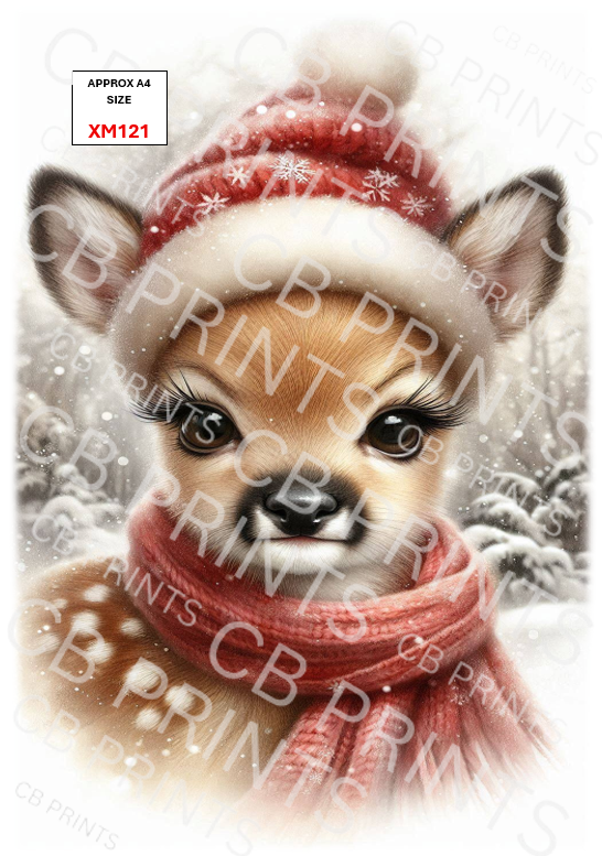 Christmas Deer Decoupage Print XM121 | Mulberry Pape