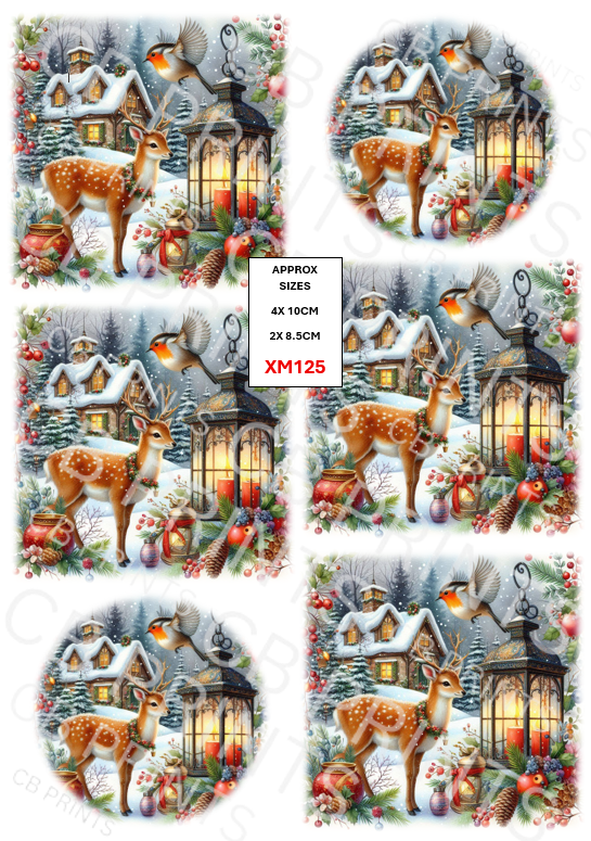 Christmas Stag Decoupage Print XM125 | Mulberry Paper