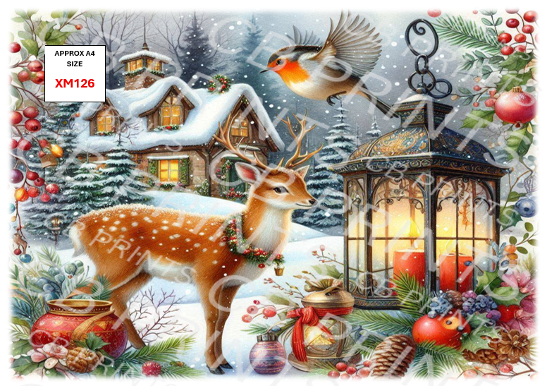 Christmas Stag Decoupage Print XM126 | Mulberry Pape