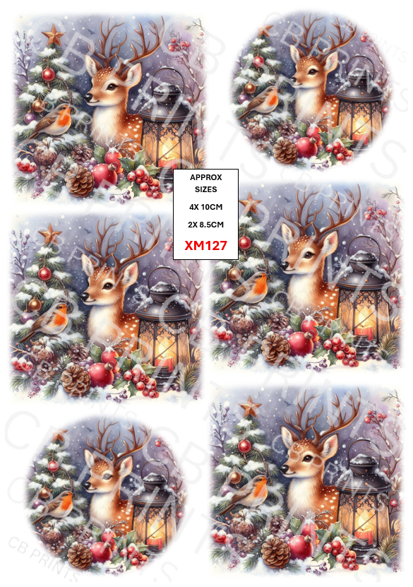 Christmas Stag Decoupage Print XM127 | Mulberry Pape