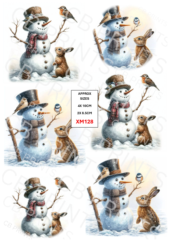 Christmas snowman Decoupage Paper Print XM128 – Mulberry Paper