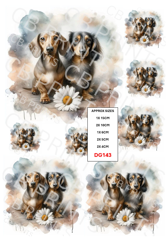 Dachshund Dog Decoupage Print DG143 | Mulberry Paper