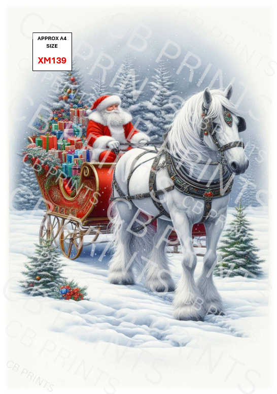 Father Christmas Decoupage Paper Print XM139 – Mulberry Paper